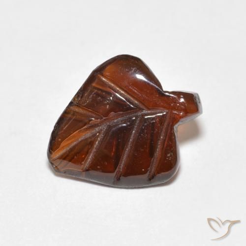 2.92 ct Orange Pyrope Garnet Stone, Natural Pyrope Garnet in Carved Leaf Shape for Sale
