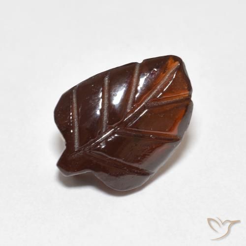3.61 ct Orange Pyrope Garnet Stone, Natural Pyrope Garnet in Carved Leaf Shape for Sale