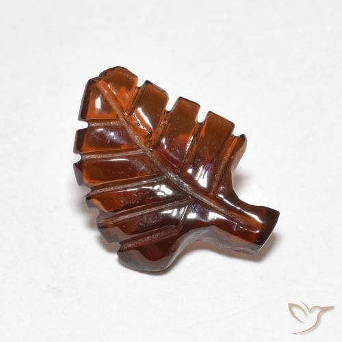 2.66 ct Orange Pyrope Garnet Stone, Natural Pyrope Garnet in Carved Leaf Shape for Sale