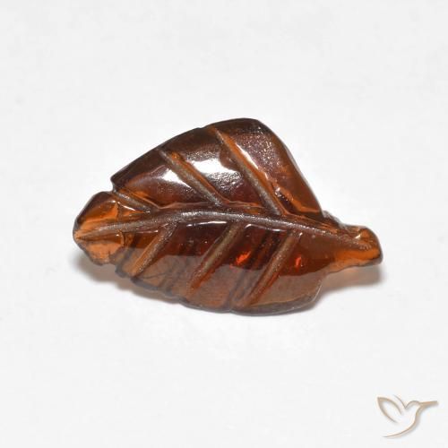 2.06 ct Orange Pyrope Garnet Stone, Natural Pyrope Garnet in Carved Leaf Shape for Sale