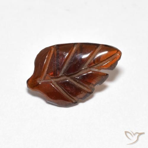 1.70 ct Orange Pyrope Garnet Stone, Natural Pyrope Garnet in Carved Leaf Shape for Sale