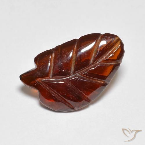 3.07 ct Orange Pyrope Garnet Stone, Natural Pyrope Garnet in Carved Leaf Shape for Sale