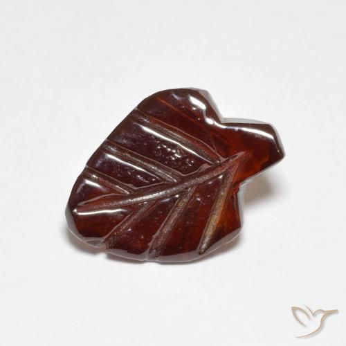 2.79 ct Orange Pyrope Garnet Stone, Natural Pyrope Garnet in Carved Leaf Shape for Sale