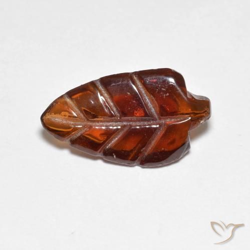 3.26 ct Orange Pyrope Garnet Stone, Natural Pyrope Garnet in Carved Leaf Shape for Sale