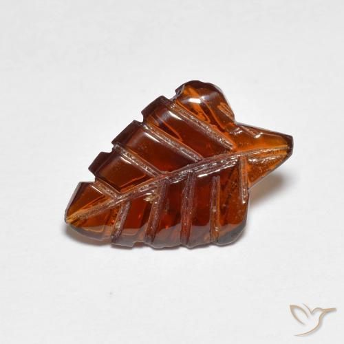 2.82 ct Orange Pyrope Garnet Stone, Natural Pyrope Garnet in Carved Leaf Shape for Sale