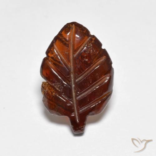 2.89 ct Orange Pyrope Garnet Stone, Natural Pyrope Garnet in Carved Leaf Shape for Sale