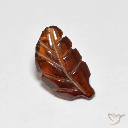 1.78 ct Orange Pyrope Garnet Stone, Natural Pyrope Garnet in Carved Leaf Shape for Sale