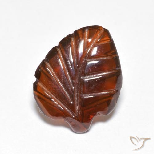 3.24 ct Orange Pyrope Garnet Stone, Natural Pyrope Garnet in Carved Leaf Shape for Sale