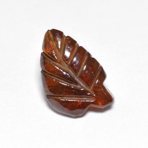 3.35 ct Orange Pyrope Garnet Gemstone, Pyrope Garnet Gem in Carved Leaf Shape for Sale.