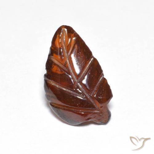 3.08 ct Orange Pyrope Garnet Stone, Natural Pyrope Garnet in Carved Leaf Shape for Sale