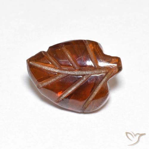 3.17 ct Orange Pyrope Garnet Stone, Natural Pyrope Garnet in Carved Leaf Shape for Sale