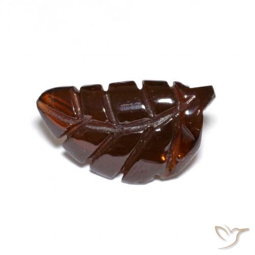 2.88 ct Orange Pyrope Garnet Stone, Natural Pyrope Garnet in Carved Leaf Shape for Sale
