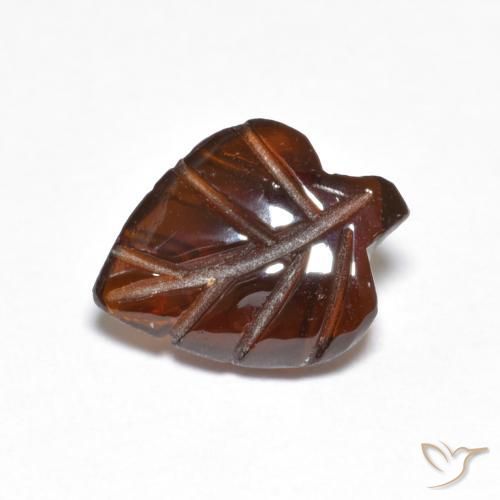 2.35 ct Orange Pyrope Garnet Stone, Natural Pyrope Garnet in Carved Leaf Shape for Sale