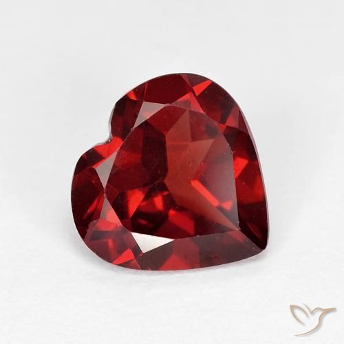 8 x 7.8mm Heart Facet Red Pyrope Garnet from Mozambique, Weight of 1.75ct, Natural untreated gemstone in VVS Clarity, 1pc Pyrope Garnet - the Color is Deep Blood Red, Mohs Hardness of 6.5 - 7.5 suitable for daily wear jewelry, Photo A
