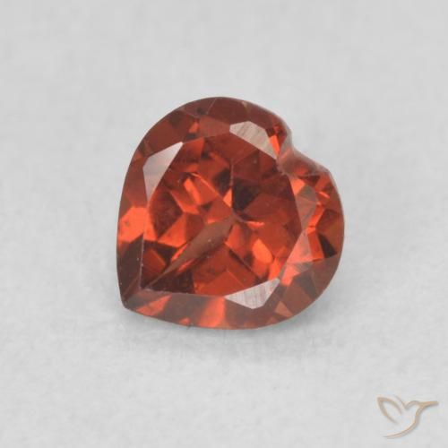 0.61ct Natural Bright Red Pyrope Garnet, Heart, VS