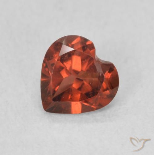 0.56ct Natural Orange Red Pyrope Garnet, Heart, VS