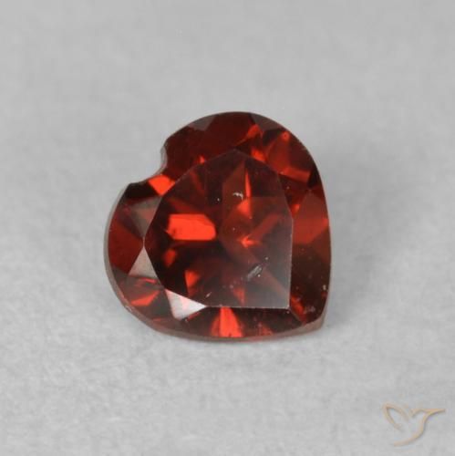 0.60ct Natural Medium Red Pyrope Garnet, Heart, VS