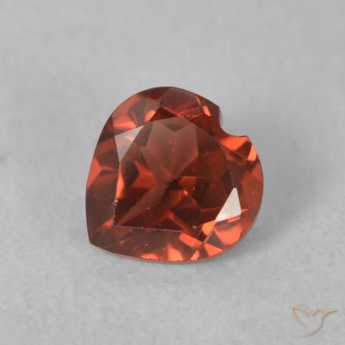 0.61ct Natural Bright Red Pyrope Garnet, Heart, VS
