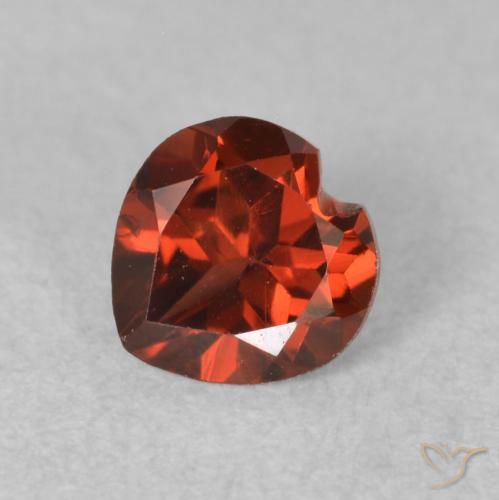 0.63ct Natural Medium Red Pyrope Garnet, Heart, VS