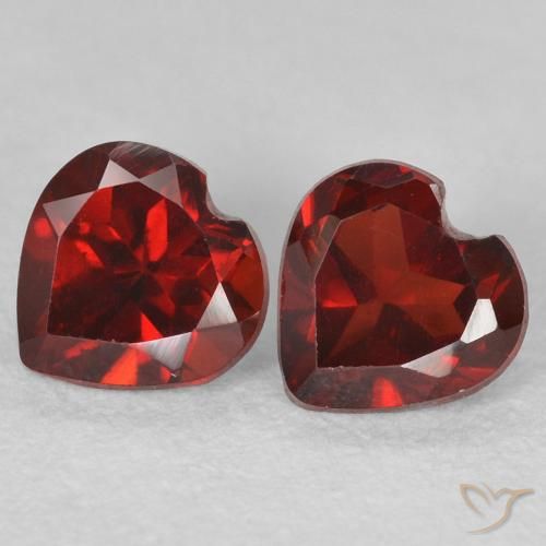 1.27 ctw Red Pyrope Garnet Stones, Natural Pyrope Garnet in Heart Facet Shape for Sale