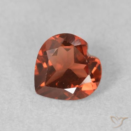0.57ct Natural Medium Red Pyrope Garnet, Heart, VVS-VS