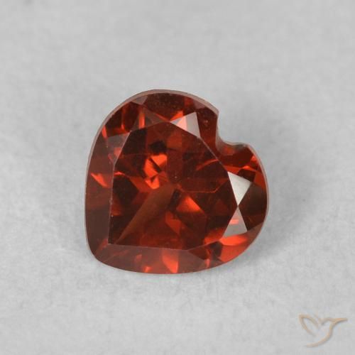0.55ct Natural Medium Red Pyrope Garnet, Heart, VVS-VS