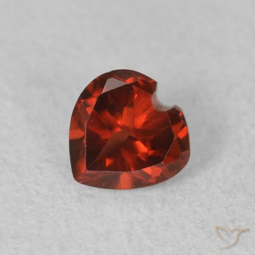 0.57ct Natural Currant Red Pyrope Garnet, Heart, VS