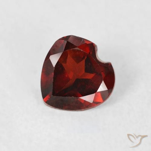 0.47ct Natural Medium Red Pyrope Garnet, Heart, VS