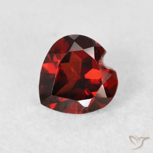 0.58ct Natural Medium Red Pyrope Garnet, Heart, VS