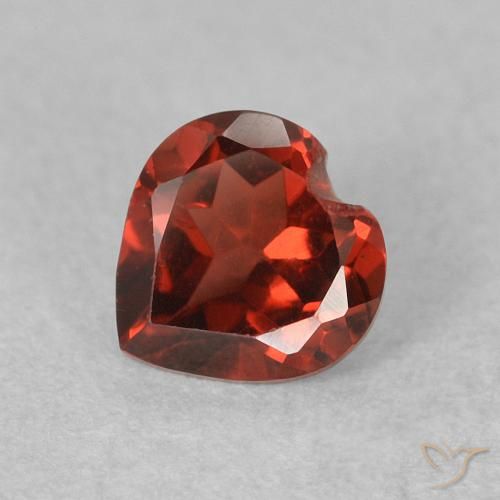 0.64ct Natural Bright Red Pyrope Garnet, Heart, VVS-VS