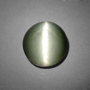 7.29 ct Green Quartz Cat's Eye Stone, Natural Quartz Cat's Eye in Oval Cabochon Shape for Sale