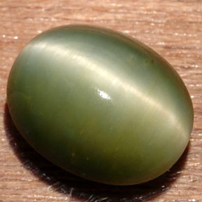 Quartz Cat's Eye Gemstone in 13 x 10.5 mm Size for Sale, Quartz Cat's Eye Stone in Green Color
