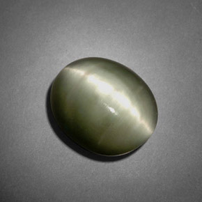 Quartz Cat's Eye Gemstone in 12.7 x 10.4 mm Size for Sale, Quartz Cat's Eye Stone in Green Color