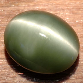 Quartz Cat's Eye Gemstone in 12.9 x 10.7 mm Size for Sale, Quartz Cat's Eye Stone in Green Color