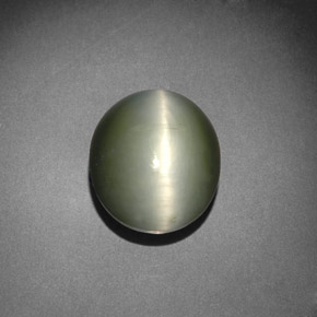 7.13 ct Green Quartz Cat's Eye Stone, Natural Quartz Cat's Eye in Oval Cabochon Shape for Sale