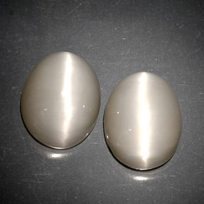 6.48 ct Gray Quartz Cat's Eye Stone, Natural Quartz Cat's Eye in Oval Cabochon Shape for Sale