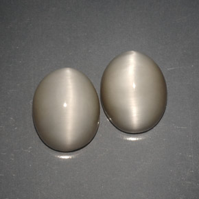 6.50 ct Gray Quartz Cat's Eye Stone, Natural Quartz Cat's Eye in Oval Cabochon Shape for Sale