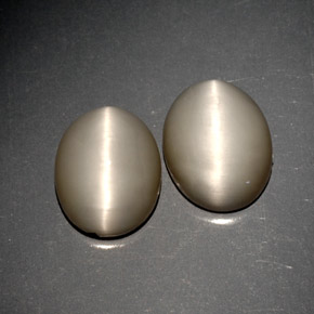 6.51 ct Gray Quartz Cat's Eye Stone, Natural Quartz Cat's Eye in Oval Cabochon Shape for Sale