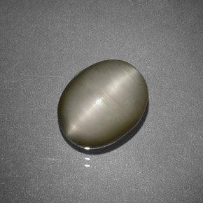 4.13 ct Gray Quartz Cat's Eye Gemstone, Quartz Cat's Eye Gem in Oval Cabochon Shape for Sale.
