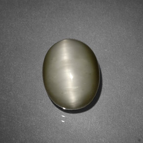 4.13 ct Gray Quartz Cat's Eye Stone, Natural Quartz Cat's Eye in Oval Cabochon Shape for Sale