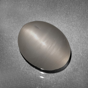 2.85 ct Gray Quartz Cat's Eye Gemstone, Quartz Cat's Eye Gem in Oval Cabochon Shape for Sale.