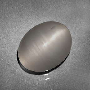 2.85 ct Gray Quartz Cat's Eye Stone, Natural Quartz Cat's Eye in Oval Cabochon Shape for Sale