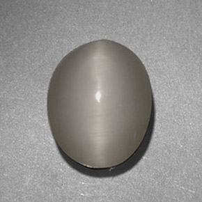 2.80 ct Gray Quartz Cat's Eye Stone, Natural Quartz Cat's Eye in Oval Cabochon Shape for Sale