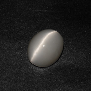 3.09 ct Gray Quartz Cat's Eye Gemstone, Quartz Cat's Eye Gem in Oval Cabochon Shape for Sale.