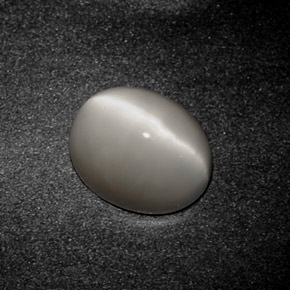 3.24 ct Gray Quartz Cat's Eye Gemstone, Quartz Cat's Eye Gem in Oval Cabochon Shape for Sale.