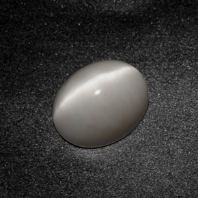 3.24 ct Gray Quartz Cat's Eye Stone, Natural Quartz Cat's Eye in Oval Cabochon Shape for Sale