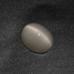 3.42 ct Gray Quartz Cat's Eye Gemstone, Quartz Cat's Eye Gem in Oval Cabochon Shape for Sale.
