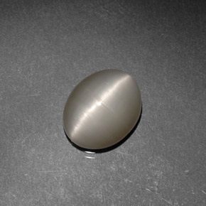 3.15 ct Gray Quartz Cat's Eye Stone, Natural Quartz Cat's Eye in Oval Cabochon Shape for Sale