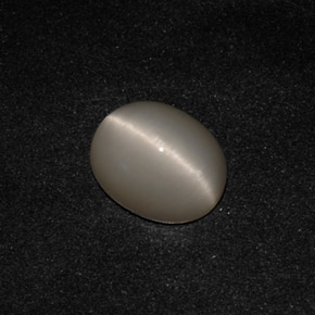 3.17 ct Gray Quartz Cat's Eye Gemstone, Quartz Cat's Eye Gem in Oval Cabochon Shape for Sale.