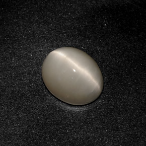 3.19 ct Gray Quartz Cat's Eye Gemstone, Quartz Cat's Eye Gem in Oval Cabochon Shape for Sale.